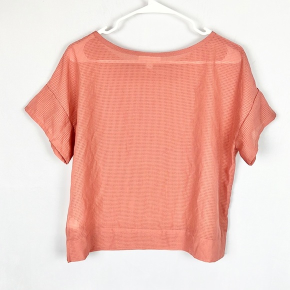 PROLOGUE |🪸👚Coral Net/Mesh Style Fabric Short-Sleeved Blouse Top - Picture 3 of 6